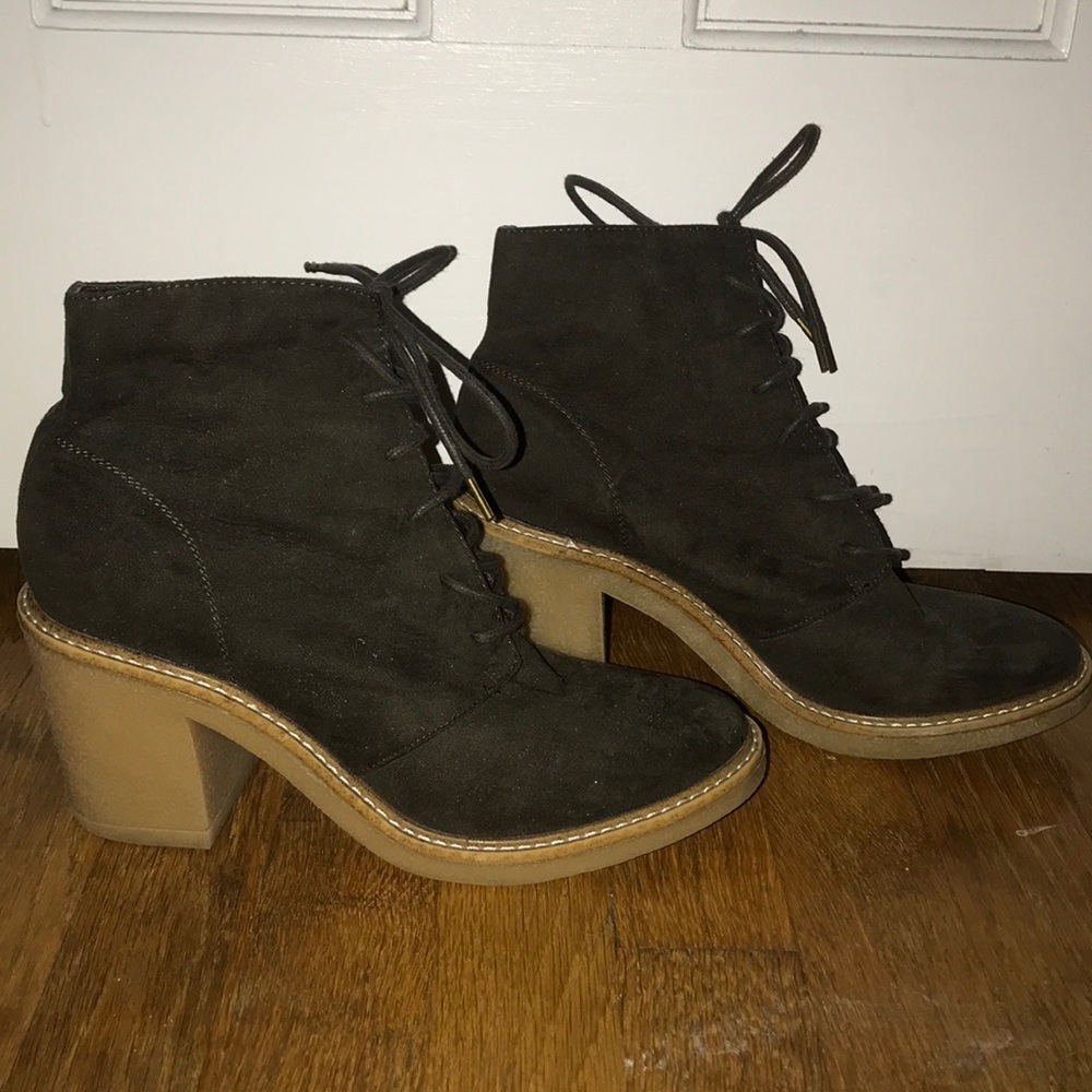 Olive green platform lace up booties